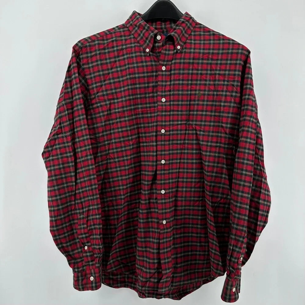 Ralph Lauren Classic Fit Plaid Button Down Shirt Mens XL Red Black Green Pony - Picture 2 of 6